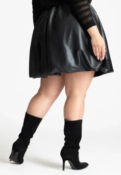 Faux Leather Bubble Hem Skirt