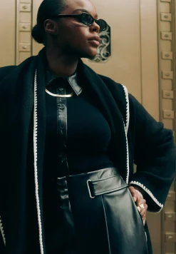 Faux Leather Detail Sweater