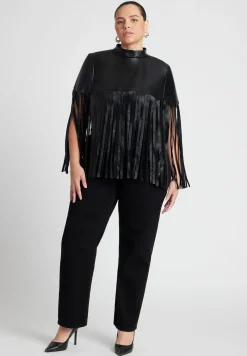 Faux Leather Fringe Cape