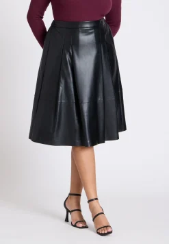 Faux Leather Full Midi Skirt