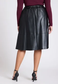 Faux Leather Full Midi Skirt
