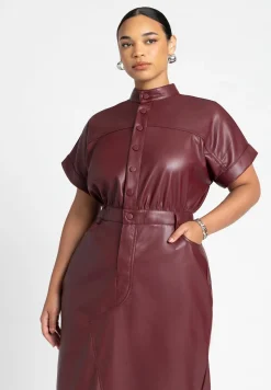 Faux Leather Midi Dress