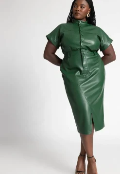 Faux Leather Midi Dress