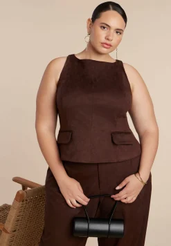 Faux Suede Flap Top