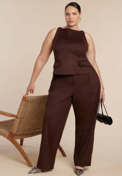Faux Suede Flap Top