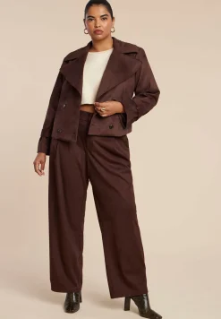 Faux Suede Wide Leg Pant