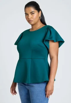 Flare Sleeve Peplum Top