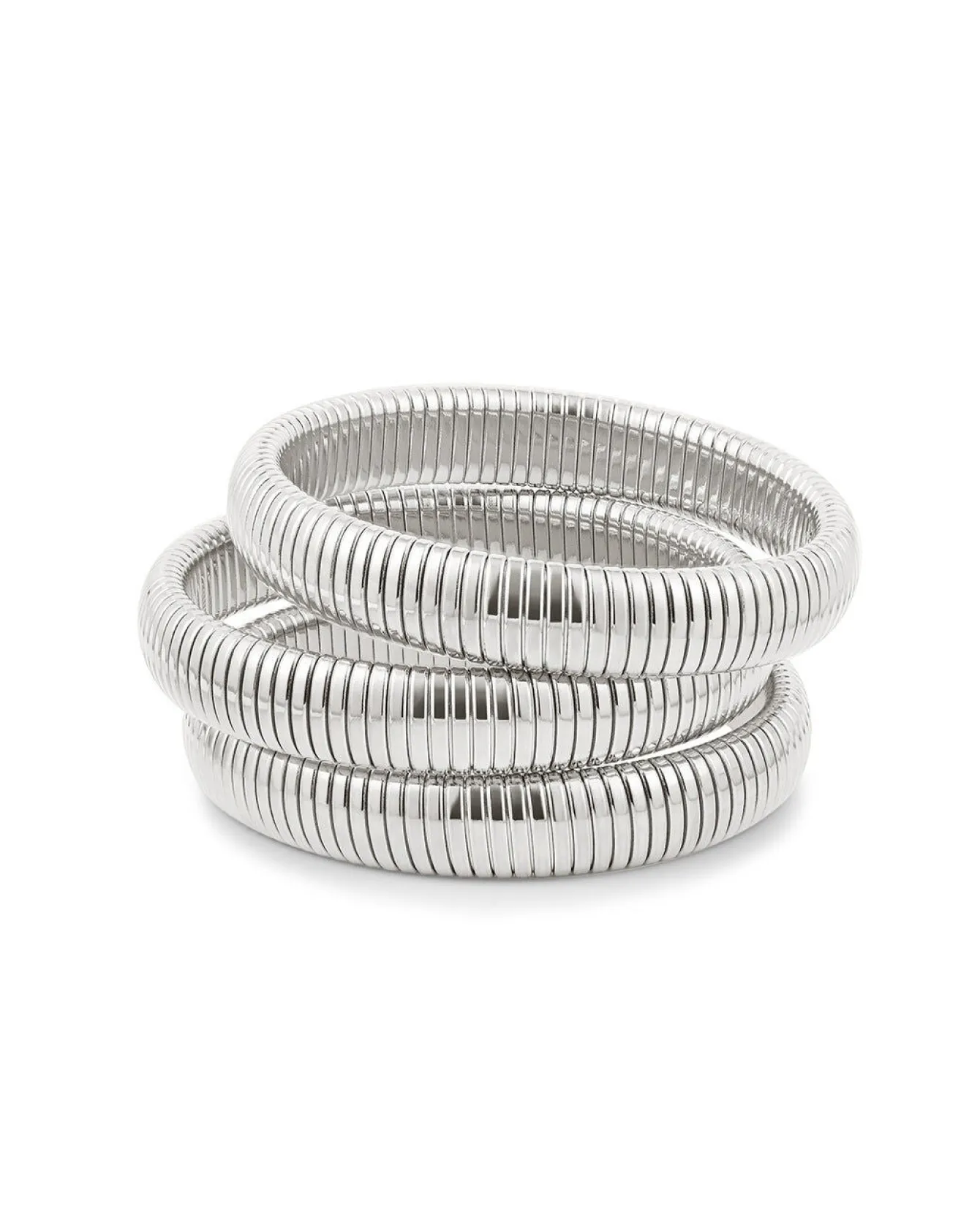 Flex Snake Chain Bracelet Set- Silver