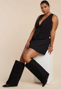 Fold Over Kitten Heel Boot