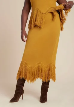 Fringe Hem Sweater Skirt
