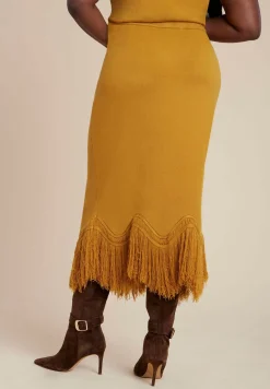 Fringe Hem Sweater Skirt