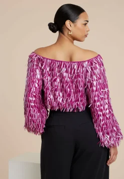 Fringe Sequin Off The Shoulder Top