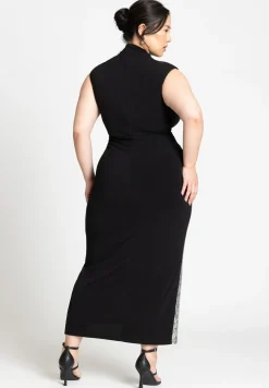 Funnel Neck Knit Dress With Sequin