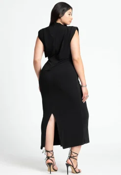 Funnel Neck Midi Dress