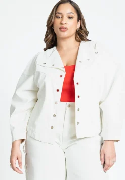 Grommet Detail Denim Jacket
