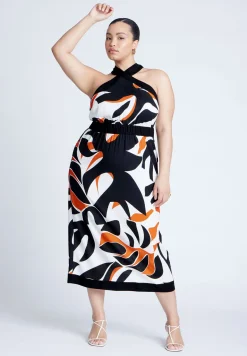 Halter Neck Printed Maxi Dress