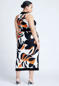 Halter Neck Printed Maxi Dress