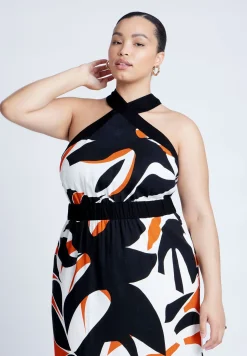 Halter Neck Printed Maxi Dress
