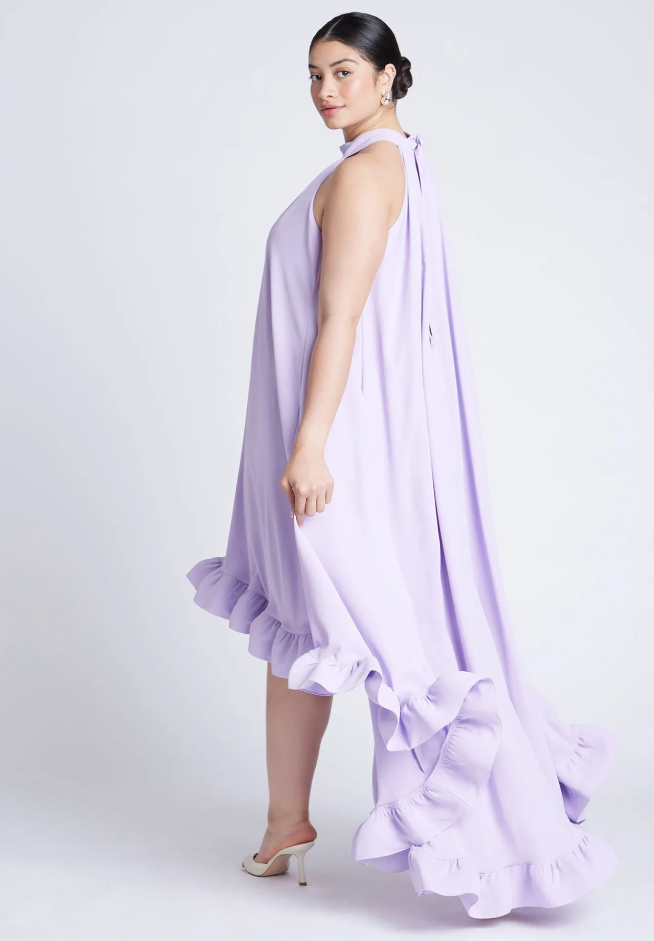 High Low Dramatic Ruffle Detail Dress