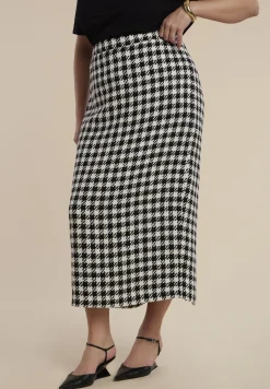 Houndstooth Column Maxi Skirt