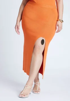 Knit Skirt With Slit And Hardware
