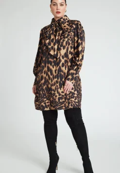 Leopard Bow Tie Mini Dress
