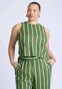 Linen Blend Boxy Scoop Neck Crop Tank