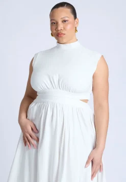 Linen High Neck Dress