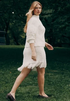 Looped Fringe Sweater Mini Skirt