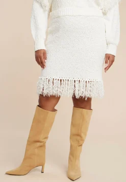 Looped Fringe Sweater Mini Skirt