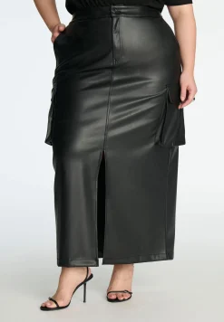 Maxi Cargo Faux Leather Skirt