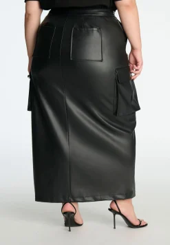 Maxi Cargo Faux Leather Skirt