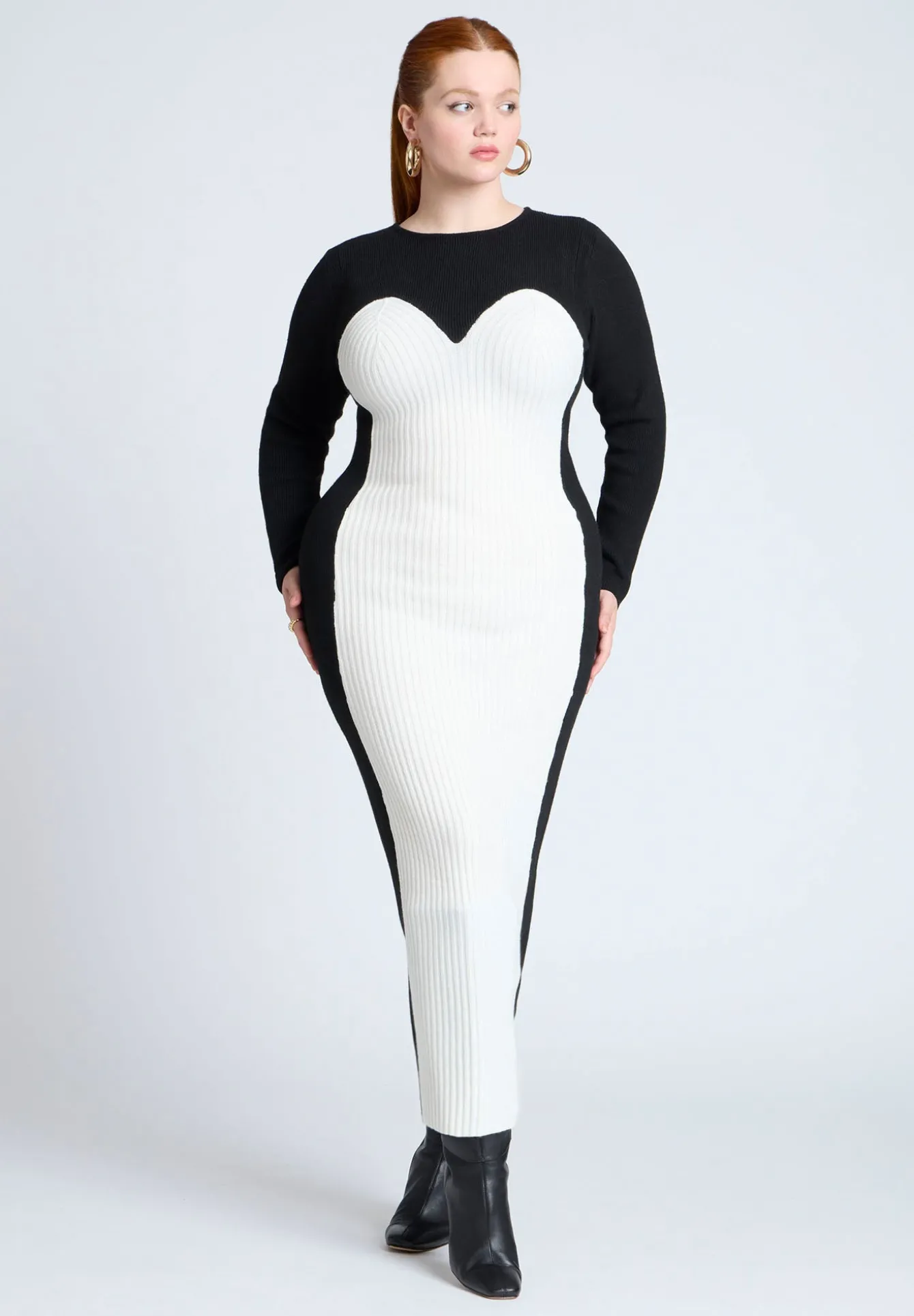 Maxi Sweater Dress With Colorblocked