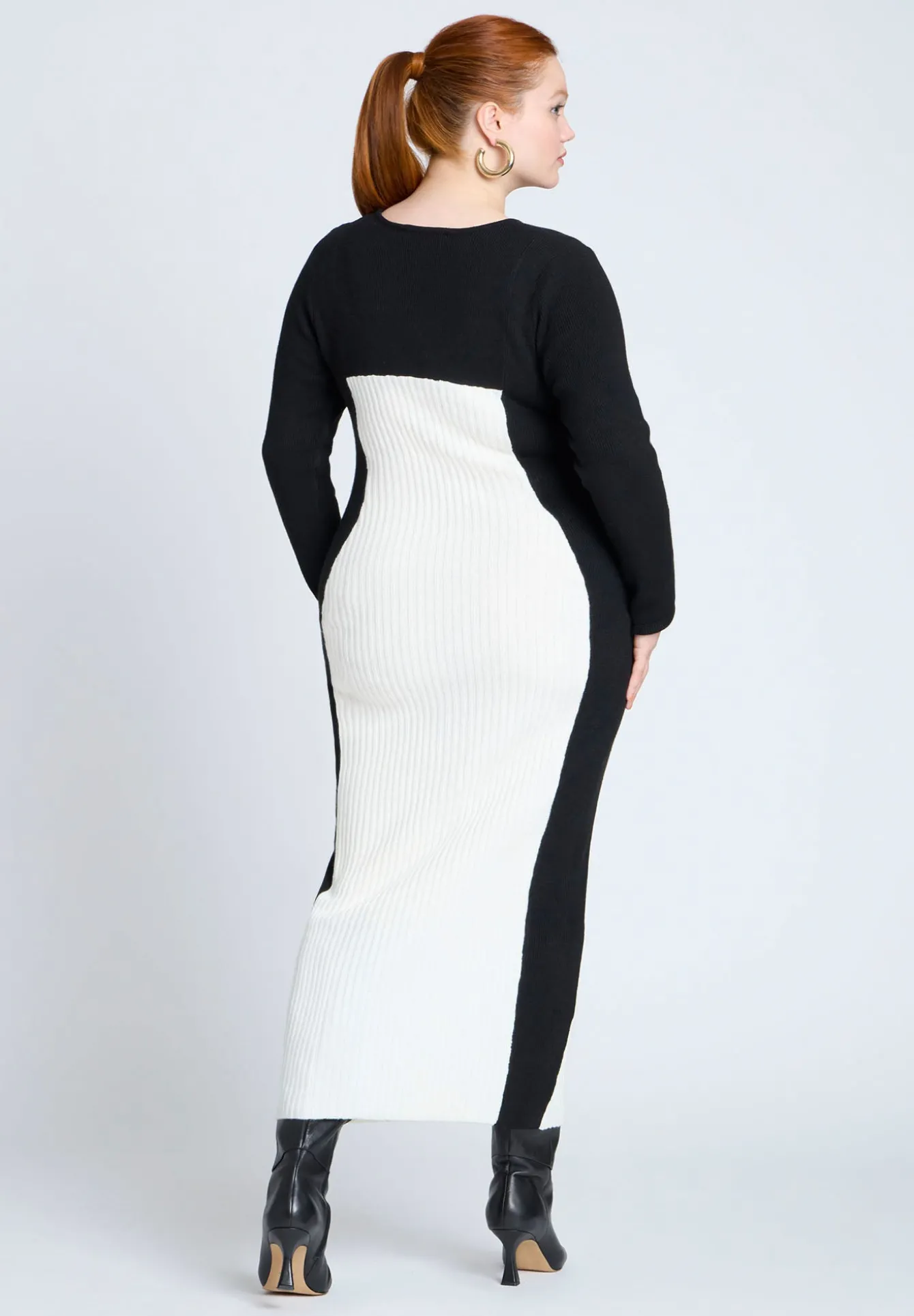 Maxi Sweater Dress With Colorblocked