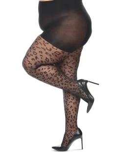 Memoi Leopard Sheer Control Top Tights