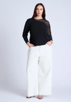 Mesh Combo Long Sleeve Top