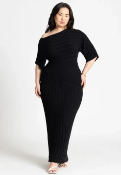 Mixed Directional Rib Midi Dress