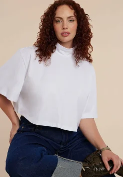 Mock Neck Crop Tee