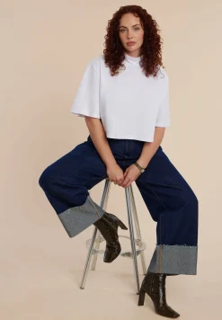 Mock Neck Crop Tee