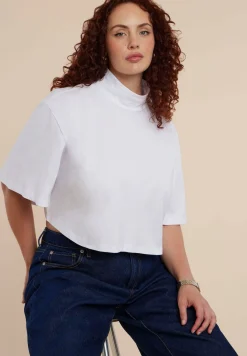 Mock Neck Crop Tee