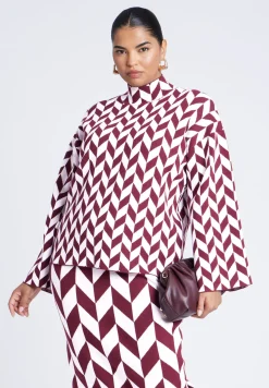 Mock Neck Intarsia Sweater