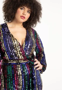 Multicolor Stripe Sequin Jumpsuit