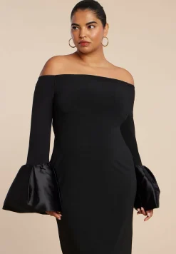 Off Shoulder Cuff Detail Maxi Dress