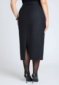 Pinstripe Column Midi Skirt