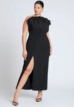 Pleated Fan Ruffle Gown