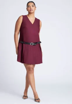 Pleated Mini Dress With Belt