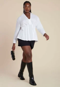 Pleated Poplin Blouse