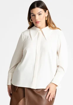 Pointed Collar Button Up Shirt