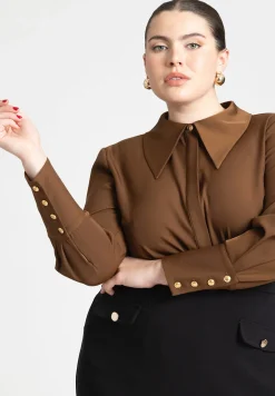 Pointed Collar Button Up Shirt