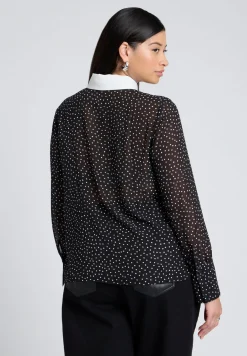 Polka Dot Collared Blouse